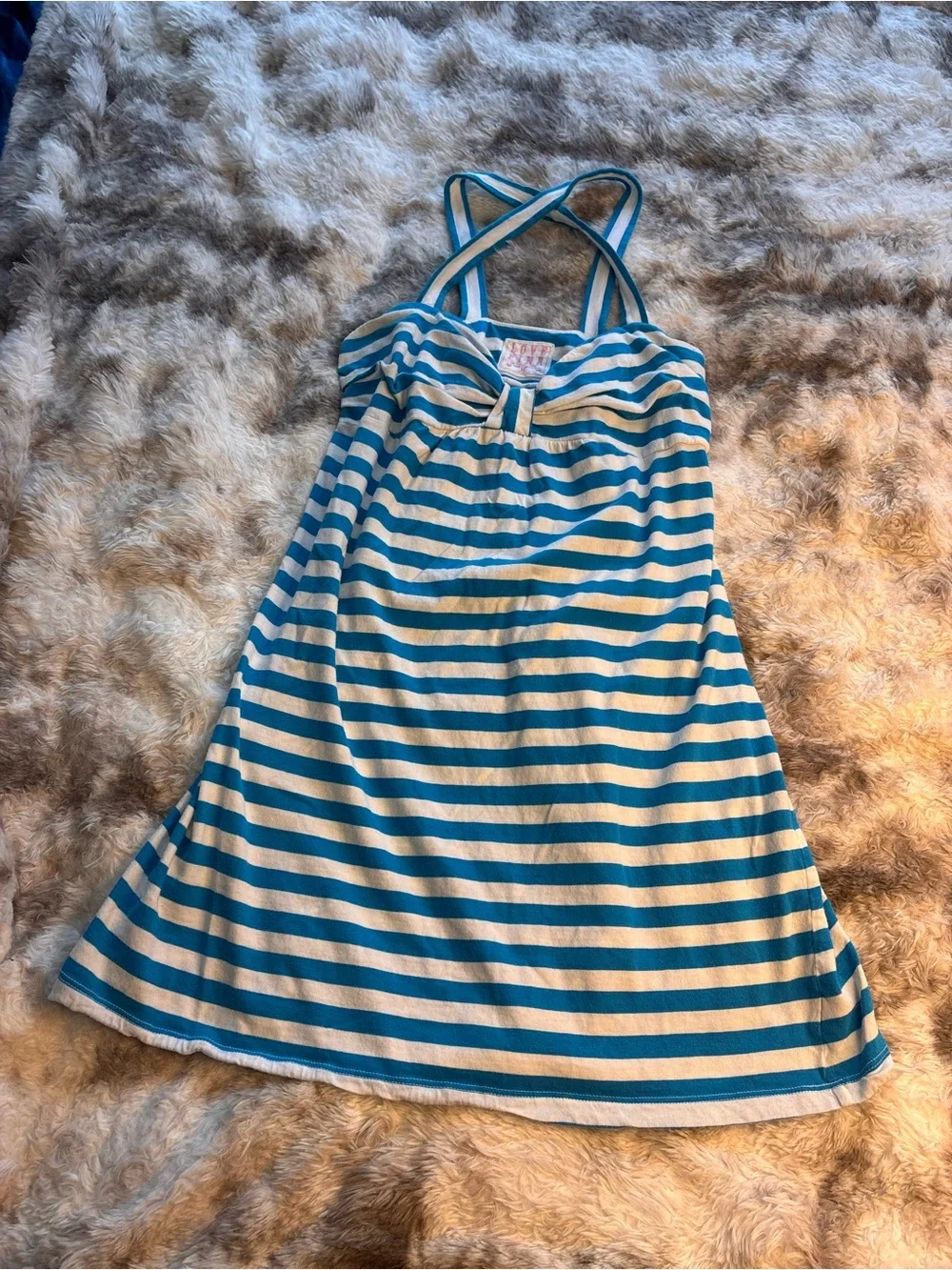 Vintage Rare Y2K PINK Victoria's Secret Blue and White Striped dress